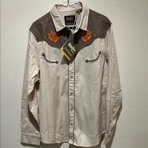 Howler Brothers Cream and Brown Western Shirt